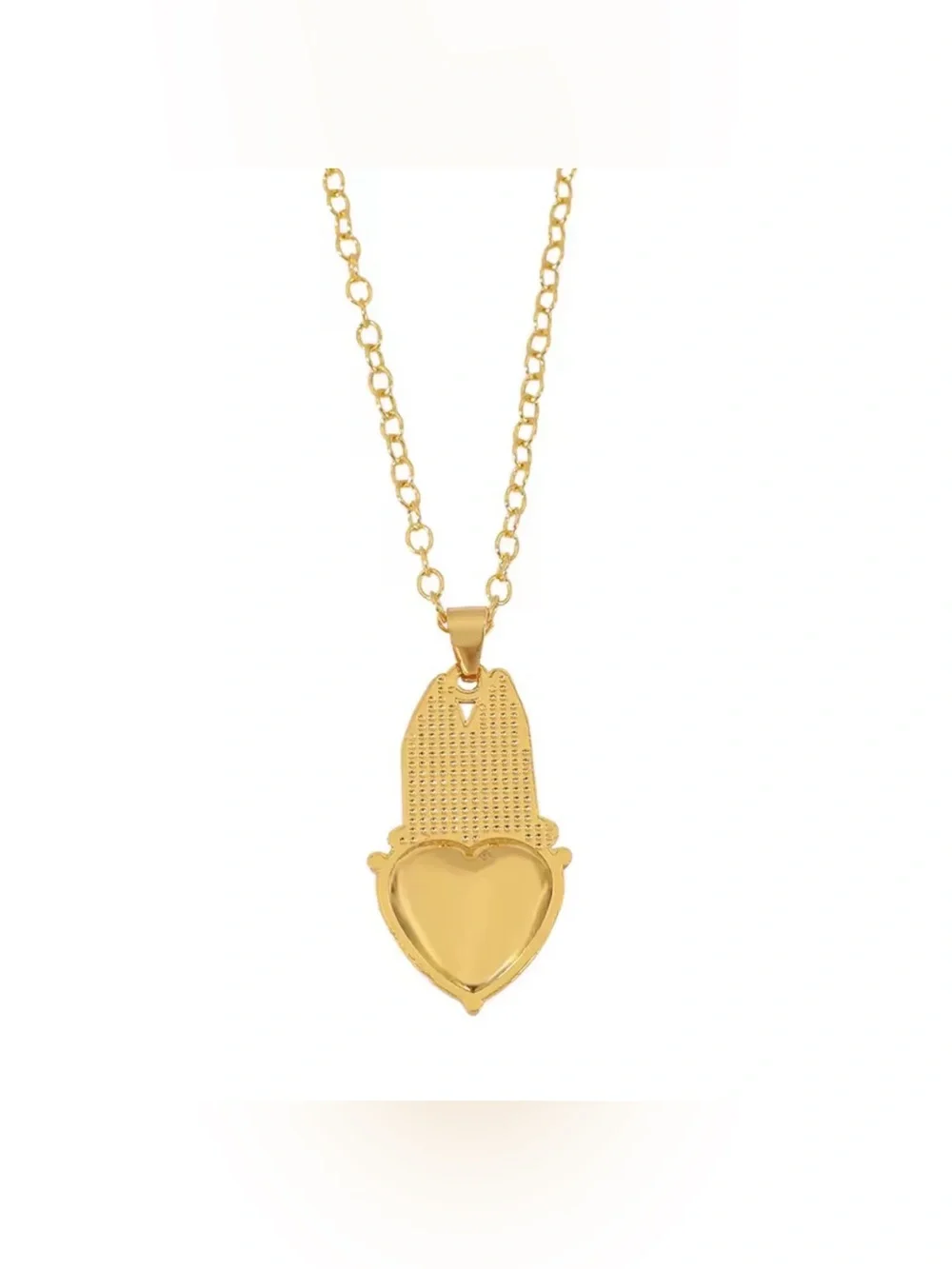 Bluey Holding Ruby Colored Heart Gold Tone Pendant Necklace Disney Character
